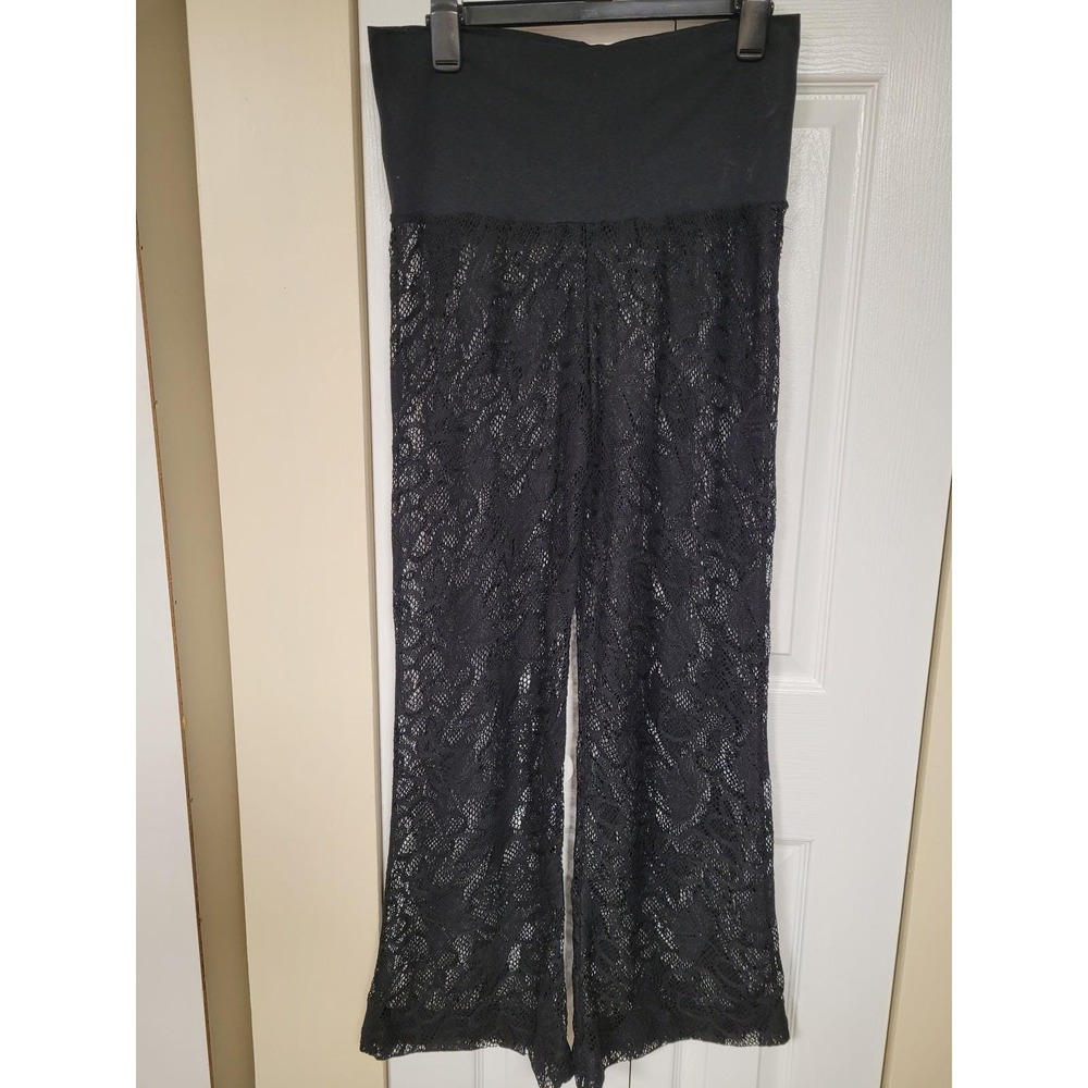 Black Sheer Lace Bohemian Wide Leg Chic Swim Suit CoverUp Boho Festival Style